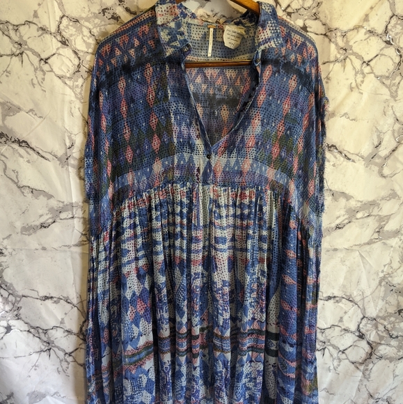 Free People Tops - Free People sheer button up dress 🥰